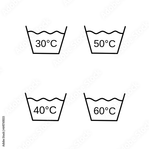 clothes washing degree icon set.washing guide symbol