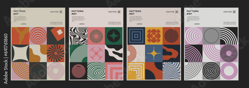 Set Of Bauhaus Abstract Geometric Patterns. Swiss Design Shapes. Cool Meta Modern Posters Collection.