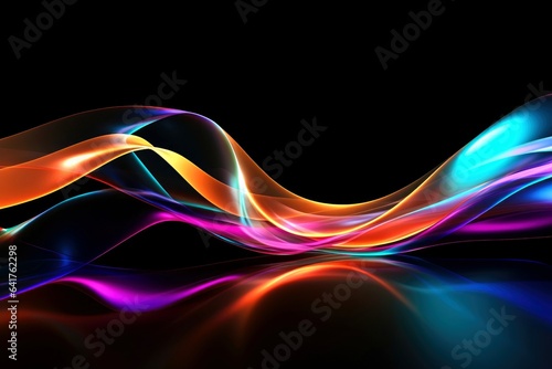 Abstract multicolor wavy line of light, neon glowing lines, magic energy space light concept, abstract background wallpaper design