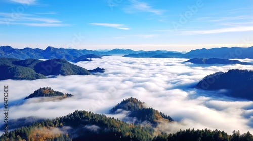 Aerial view White clouds in blue sky. Top. View from drone. Aerial bird's eye. Aerial top view cloudscape. Sky background © AITTHIPHONG