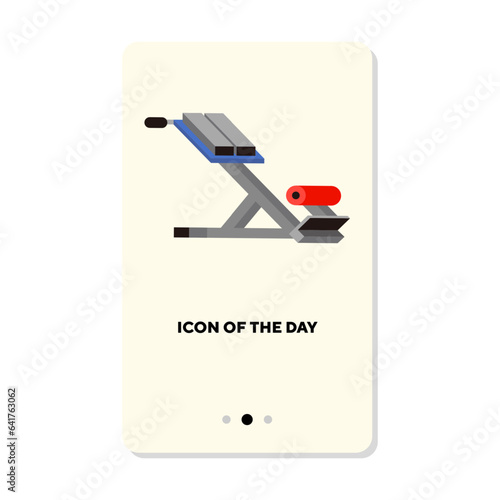 Muscle training flat vector icon. Sports equipment for exercises on press and muscles of legs isolated vector sign. Sport and bodybuilding concept. Vector illustration symbol element