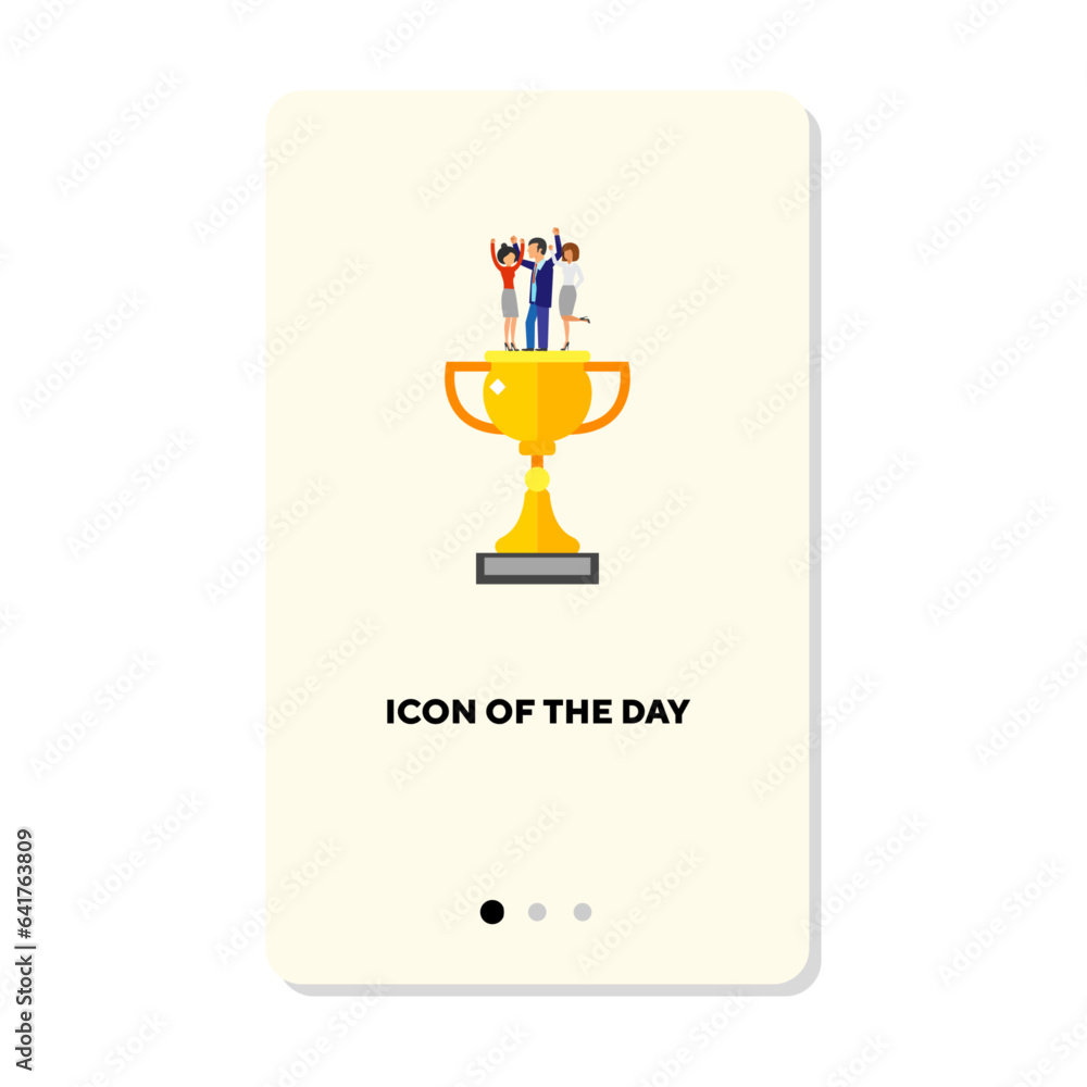 Award to business team isolated on white. Teamwork and coworking cartoon illustration. Success and teamwork concept. Vector illustration symbol elements for web design and apps Award to business team isolated on white. Teamwork and coworking cartoon illustration. Success and teamwork concept. Vector illustration symbol elements for web design and apps