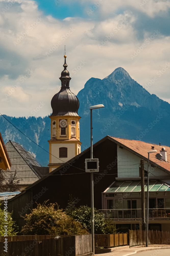 Church on a sunny summer day at Vils, Reutte, Tyrol, Austria