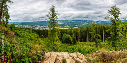Panoramic view from the lower Sachsenstein far into the Ore Mountains