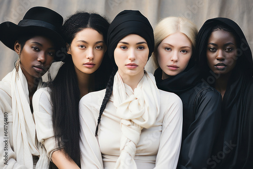 Portraits of multiracial fashion women