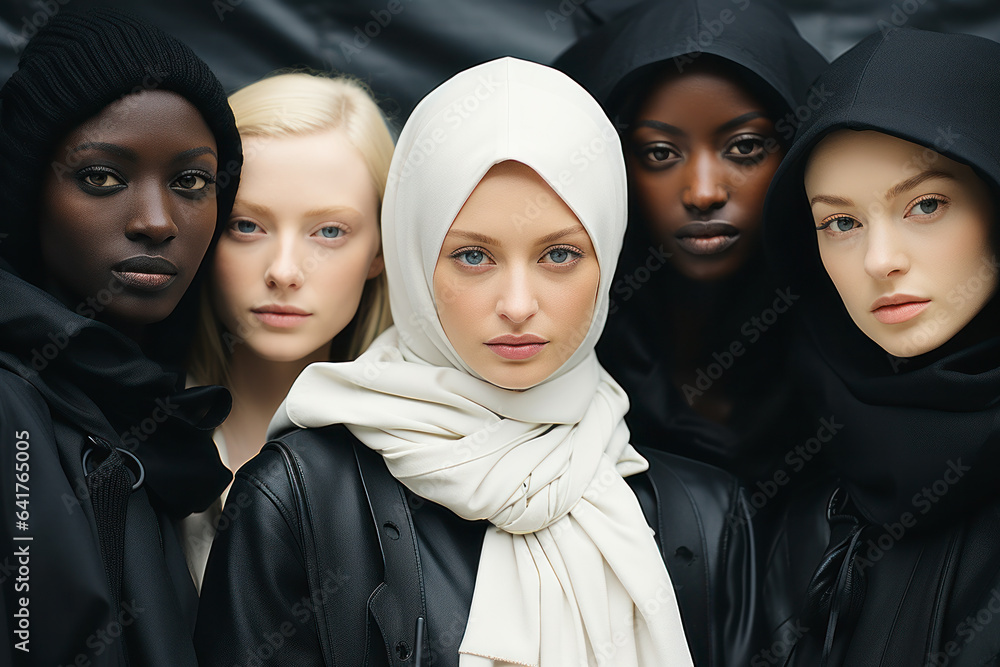 Portraits of multiracial fashion women Portraits of multiracial fashion women