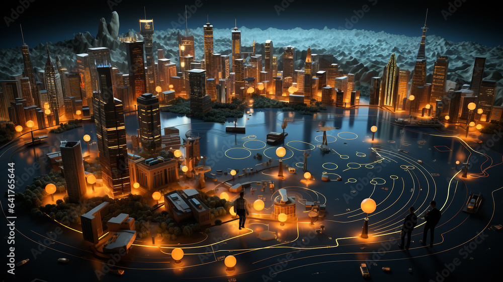 Generative ai 3D city of cyberspace metaverse digital landscape
