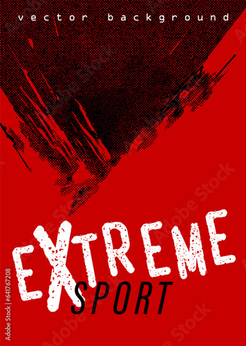 Extreme sport vertical grunge backdrop with halftone dots effect. Vector illustration