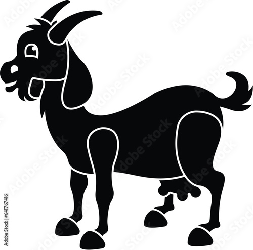 Black and White Cartoon Vector Illustration of a Farm Billy Goat
