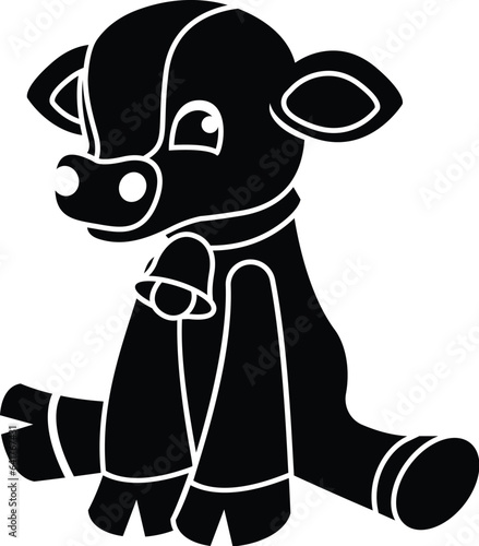 Black and White Cartoon Vector Illustration of a Baby Farm Billy Goat