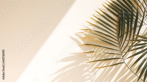 Minimalistic light background with blurred foliage shadow on a white wall