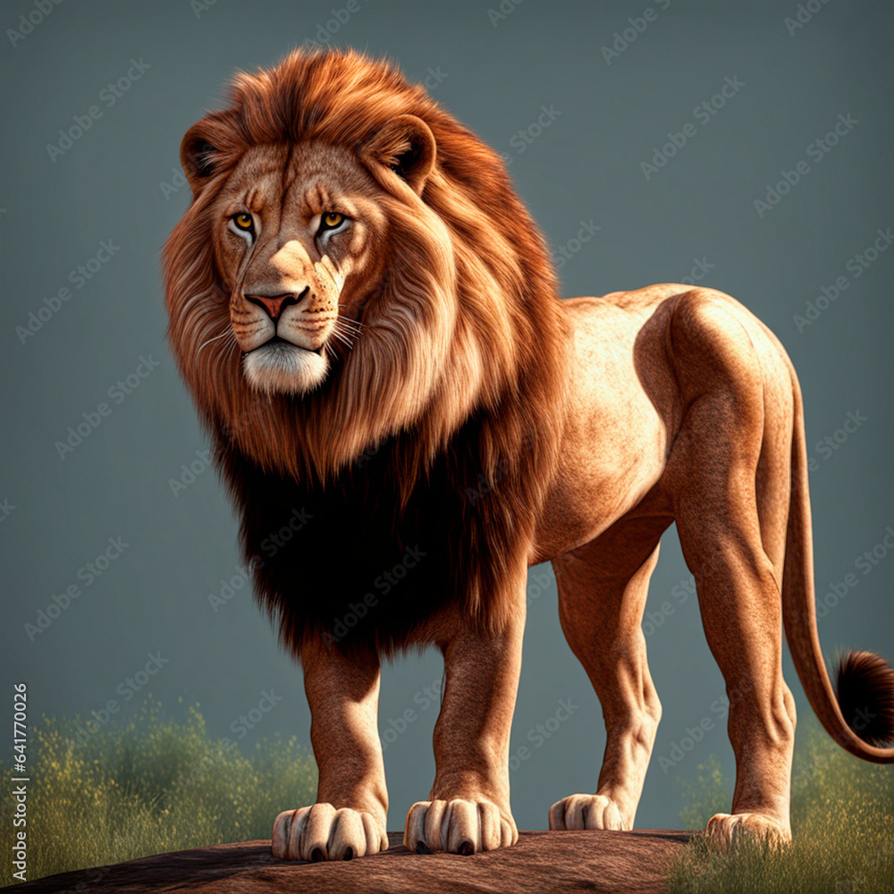 Obraz premium illustration created by artificial intelligence engine of a lion with a mane