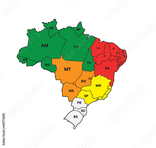 Vetor pais brasil linhas de divisão das cidades