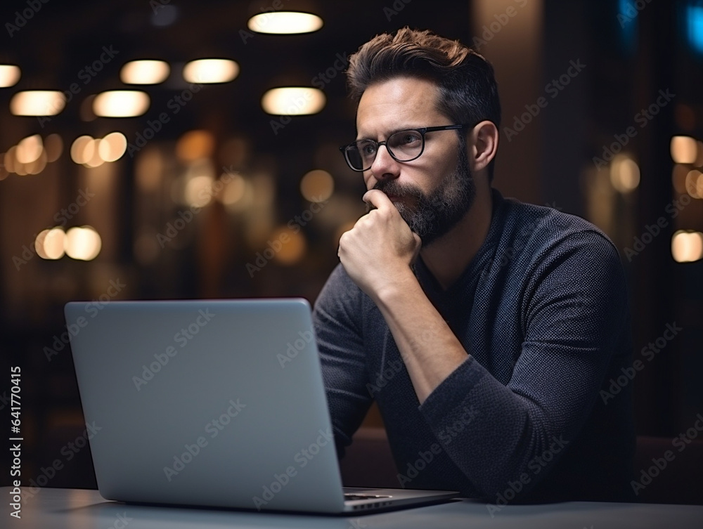 Man, Buisnessm Laptop, glasses, working Man, Buisnessm Laptop, glasses, working