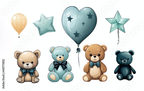 set of teddy bears, generative AI 