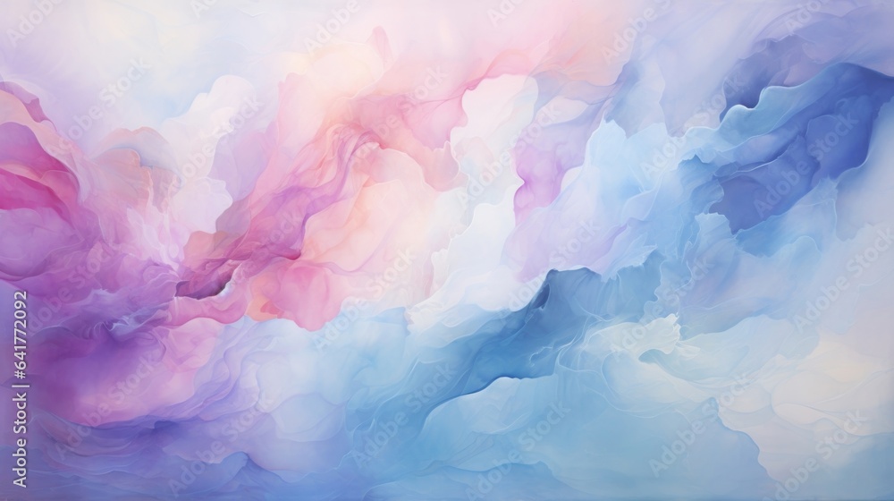 A mesmerizing blend of watercolor washes in dreamy pastel hues, creating an ethereal and calming abstract background
