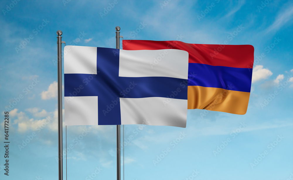 Armenia and Finland flag Armenia and Finland flag