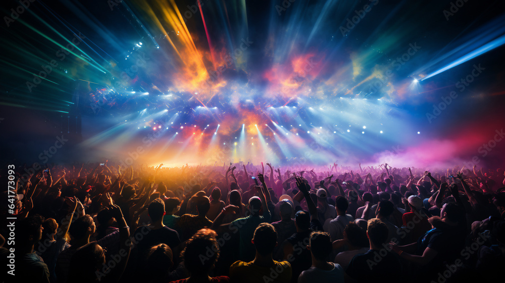 Colorful light and people in the concert, Generative Ai