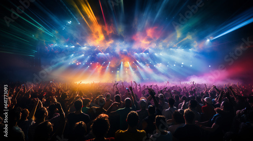 Colorful light and people in the concert, Generative Ai
