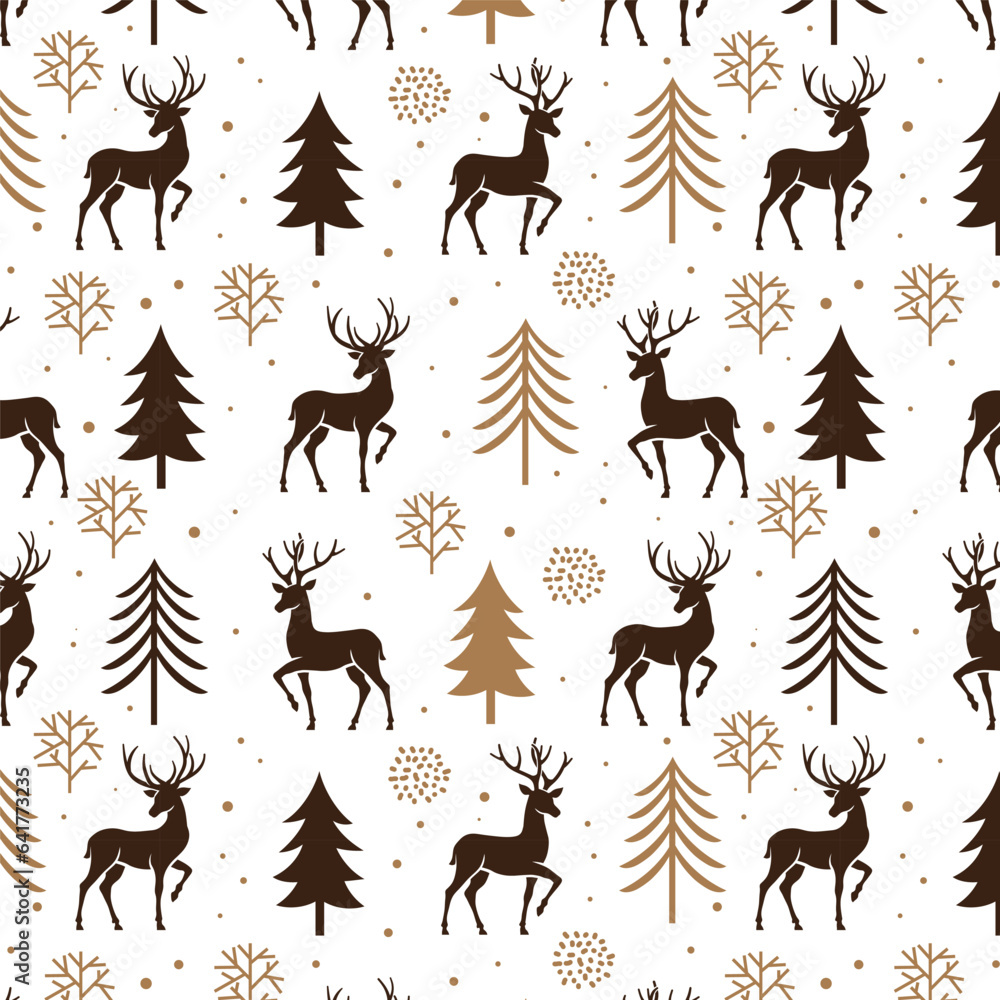 deer and pine tree seamless pattern deer and pine tree seamless pattern