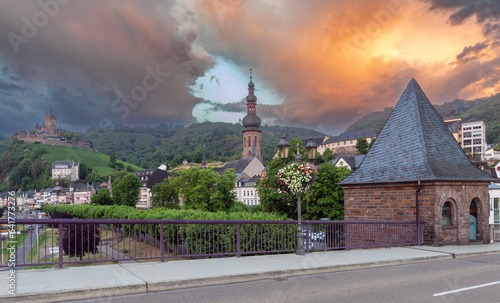 Scenic view of the old fabulous German city of Cochem at dawn. Germany.