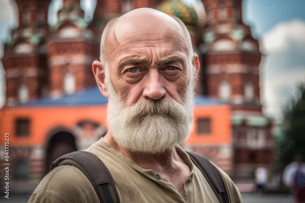 Photography in the style of pensive portraiture of a glad mature man wearing a cute crop top at the red square in moscow russia. With generative AI technology Photography in the style of pensive portraiture of a glad mature man wearing a cute crop top at the red square in moscow russia. With generative AI technology