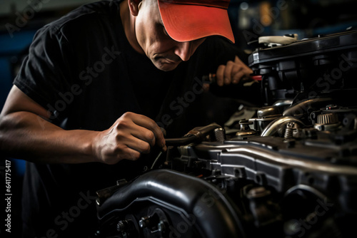 A mechanic doing a car inspection