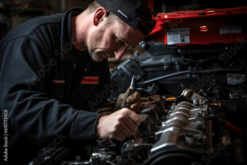 A mechanic doing a car inspection