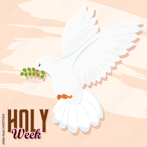 Isolated white dove Holy week Vector
