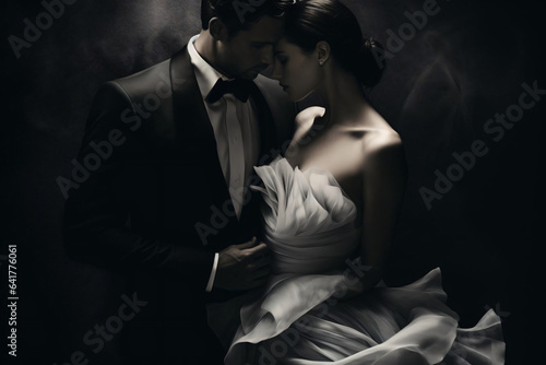 portrait of an elegant couple in romantic embrace
