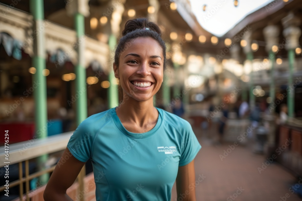 Environmental portrait photography of a joyful girl in her 30s wearing a moisture-wicking running shirt at the mecca in saudi arabia. With generative AI technology Environmental portrait photography of a joyful girl in her 30s wearing a moisture-wicking running shirt at the mecca in saudi arabia. With generative AI technology