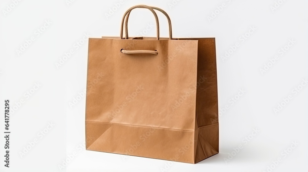 Brown eco friendly recyclable shopping paper bag on a white background. Brown eco friendly recyclable shopping paper bag on a white background.