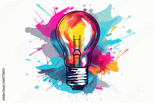 light bulb idea illustration in artistic and colorful way