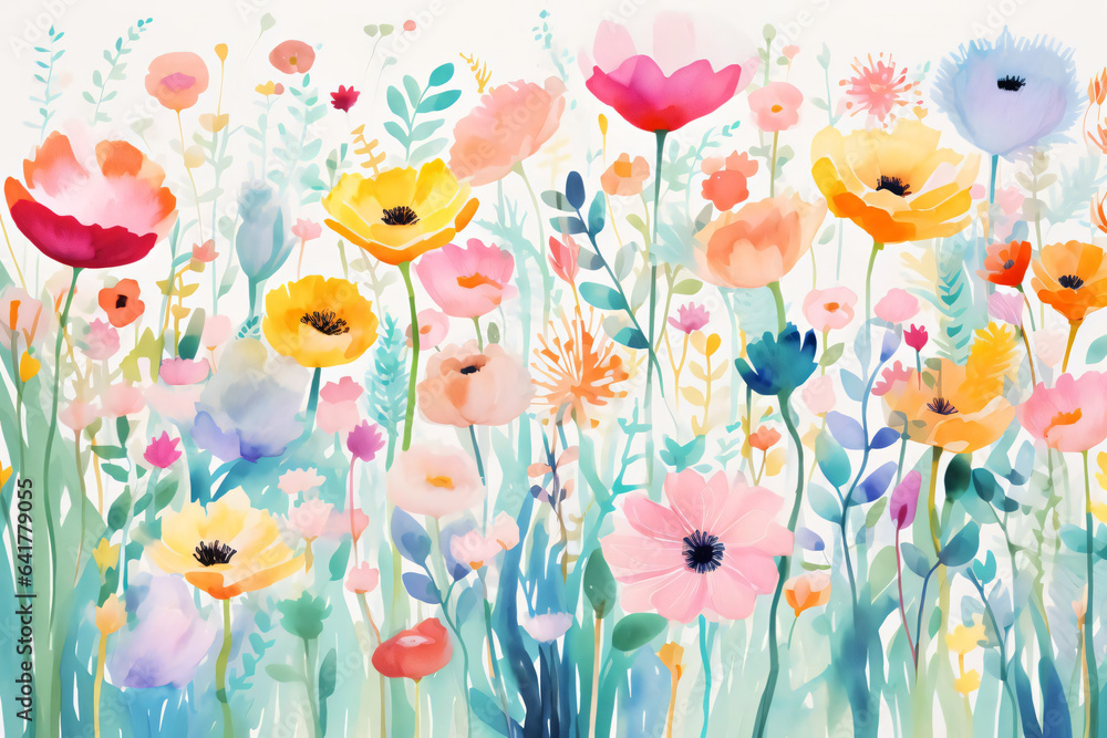 background with flowers painting, watercolor background with flowers painting, watercolor