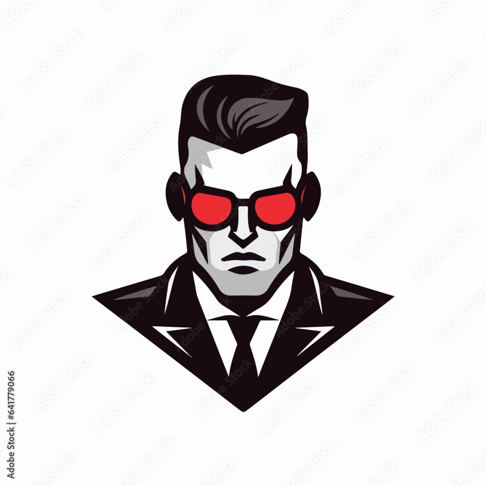 Secret Agent character cartoon logo vector symbol