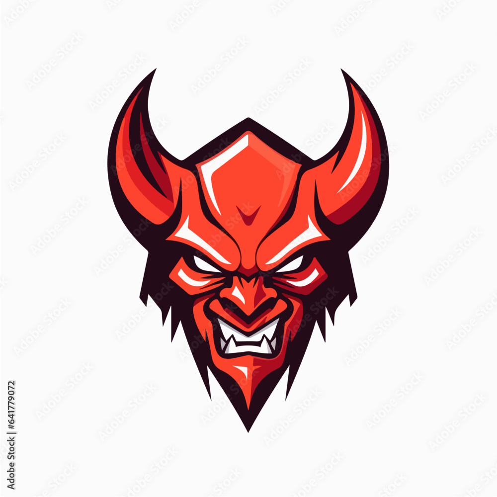 Demon character head cartoon logo vector symbol