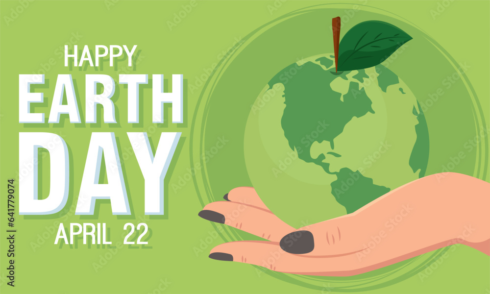 Isolated hand holding our planet as an apple Earth day Vector