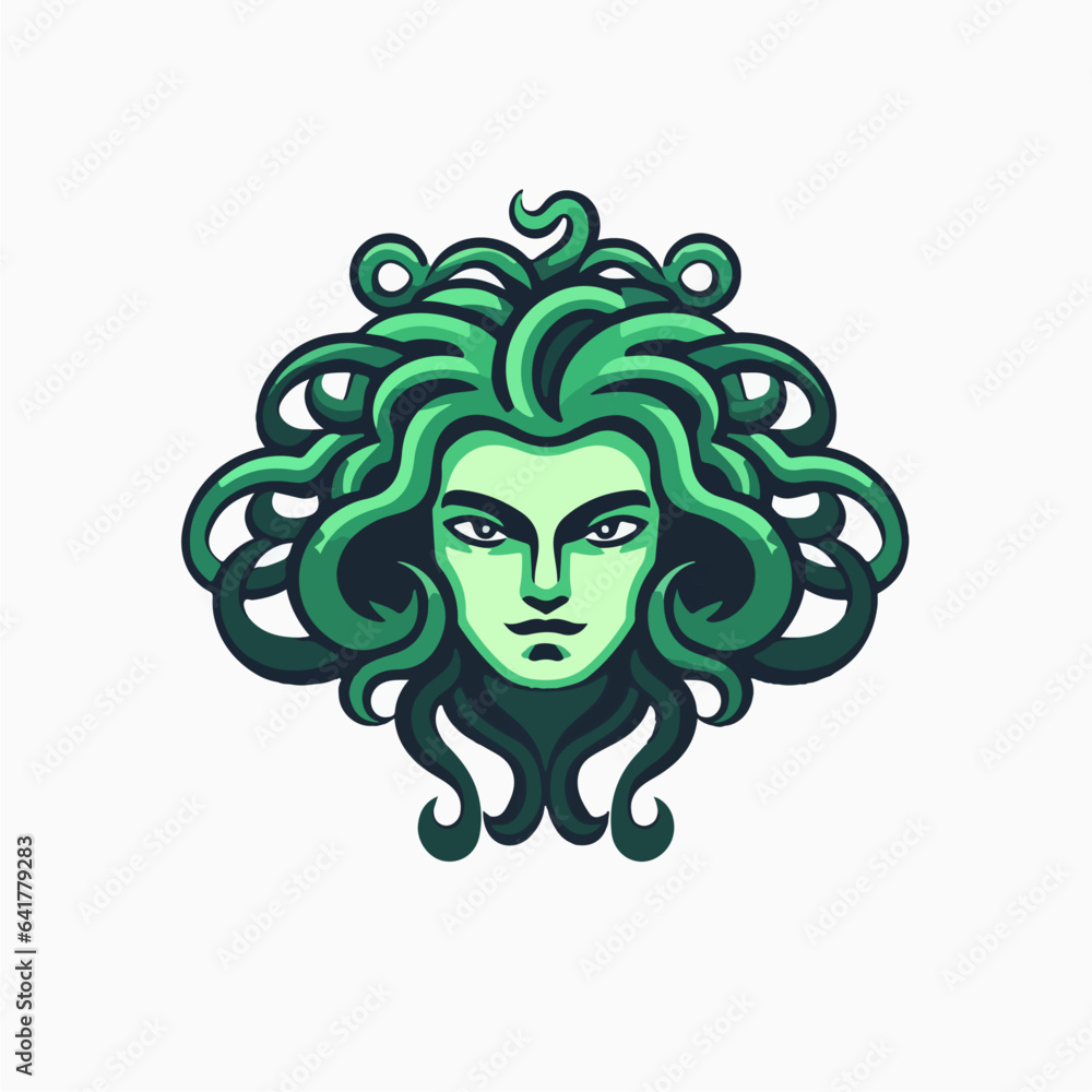 Medusa character head cartoon logo vector symbol