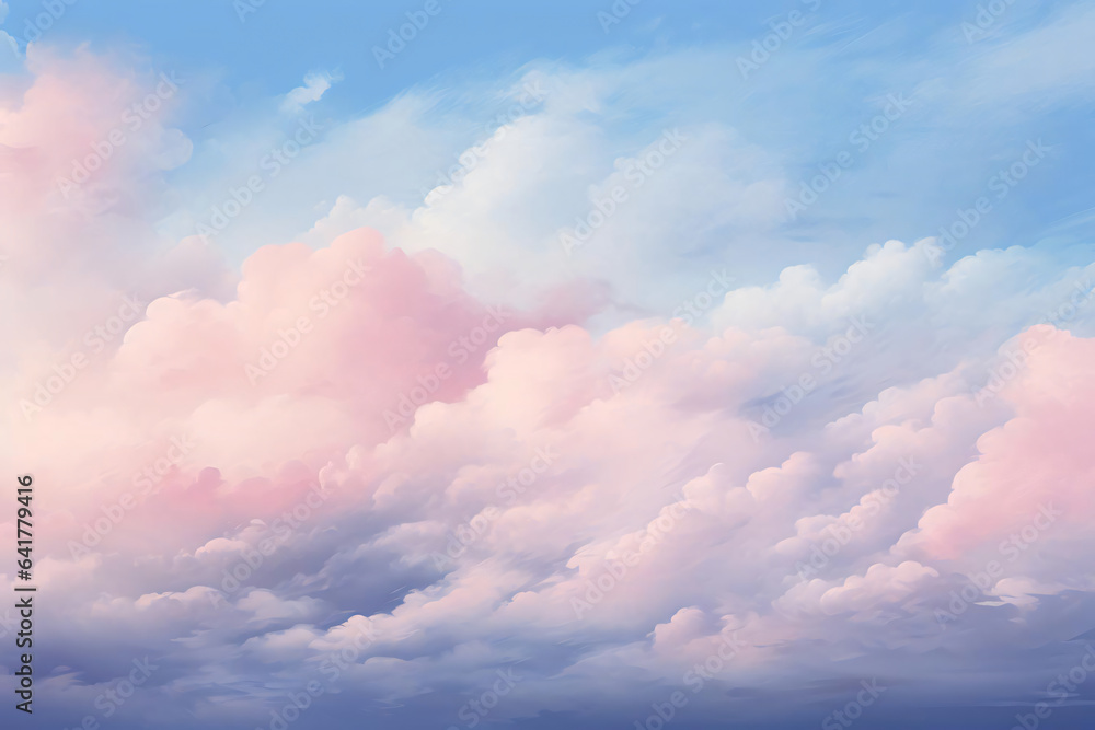 blue sky with soft pink clouds