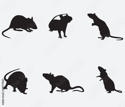 Rat and mouse collection - vector silhouette