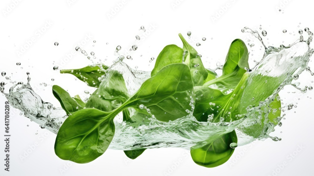 Splashes of fresh spinach leaves floating around Splashes of fresh spinach leaves floating around
