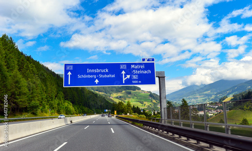 Die Brennerautobahn A 13 vom Brennerpass Richtung Innsbruck in Österreich photo