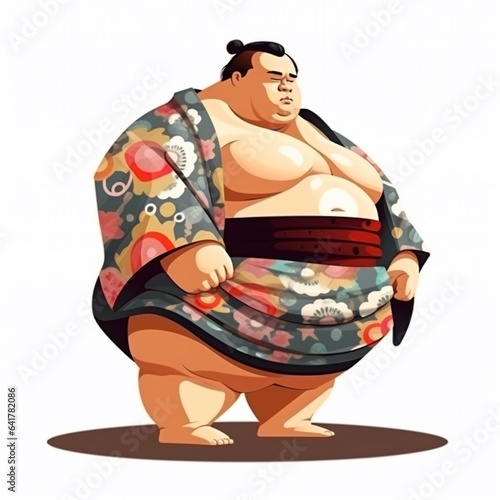 Illustration of Japanese sumo isolated on white