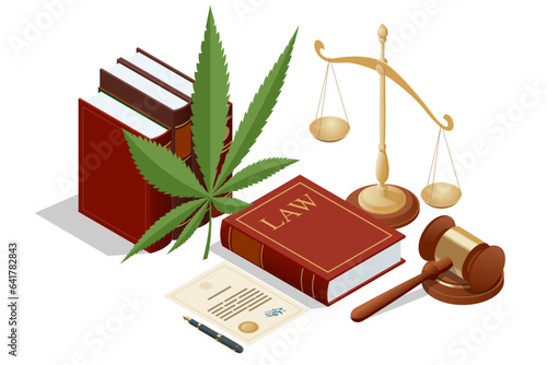 Isometric legality of cannabis, legal and illegal cannabis on the world. Cannabis products. Herbal alternative medicine, cbd oil, pharmaceptical industry. CBD, marijuana leaves and judging mallets