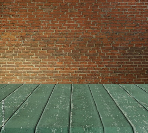 brick wall and wood floor