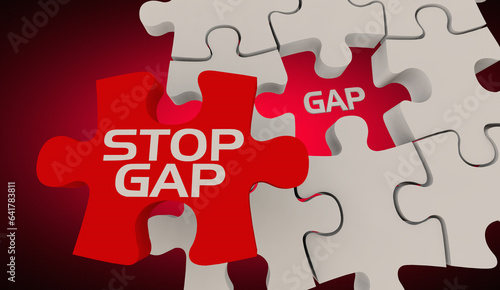 Stopgap Temporary Fix Stop Gap Fill Hole Puzzle Pieces 3d Illustration