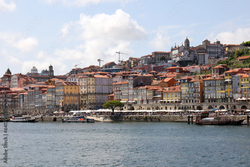 View of the Douro river and the waterfront of the city of Porto.