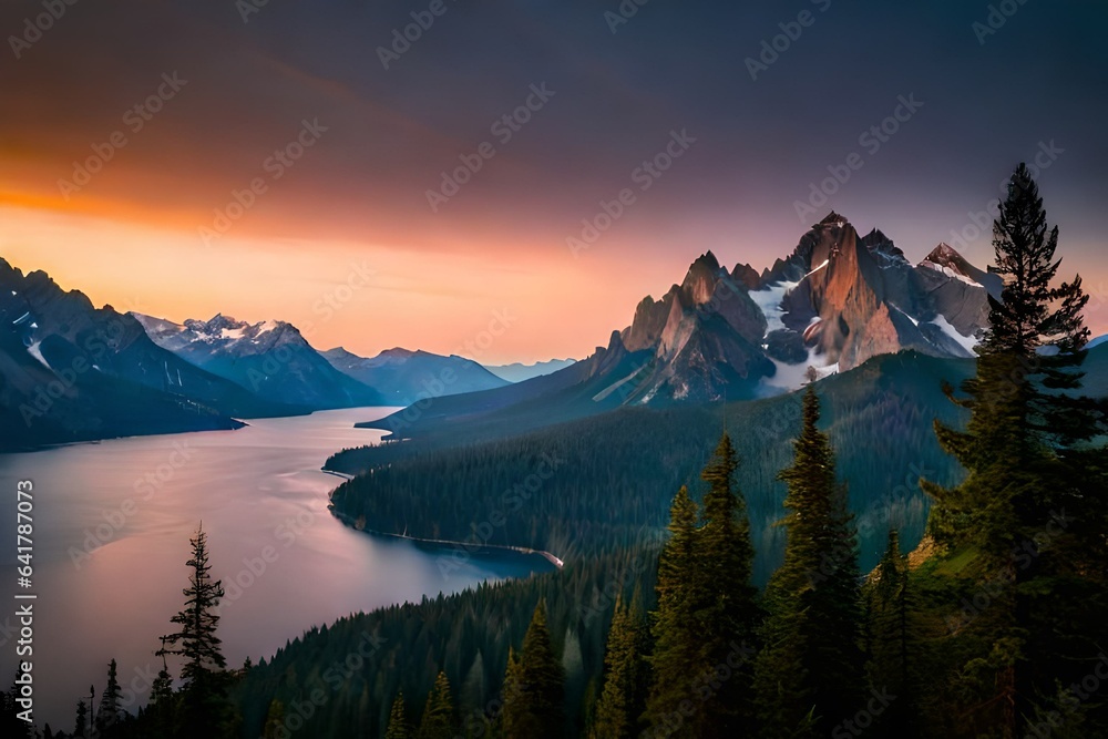 Obraz premium sunrise over the mountains Generated Ai
