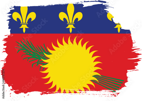 Hand-drawn brush stroke flag of GUADELOUPE country flag vector illustration