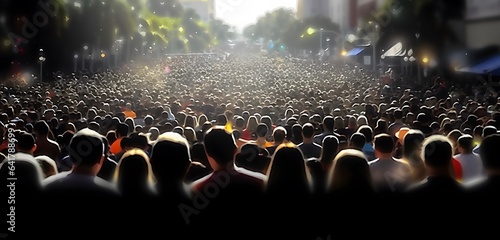 Crowd in the city. Concept of world population day. AI generated